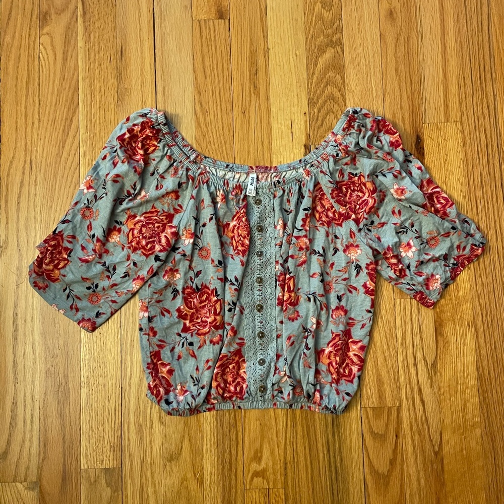 Blue Floral Crop Top
